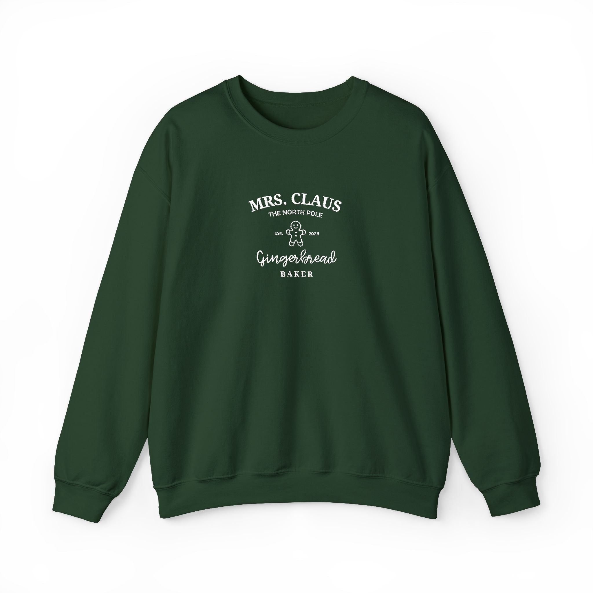 Mrs. Claus Gingerbread Baker Embroidered Christmas Sweatshirt – Cozy Unisex Holiday Crewneck Gift for Her