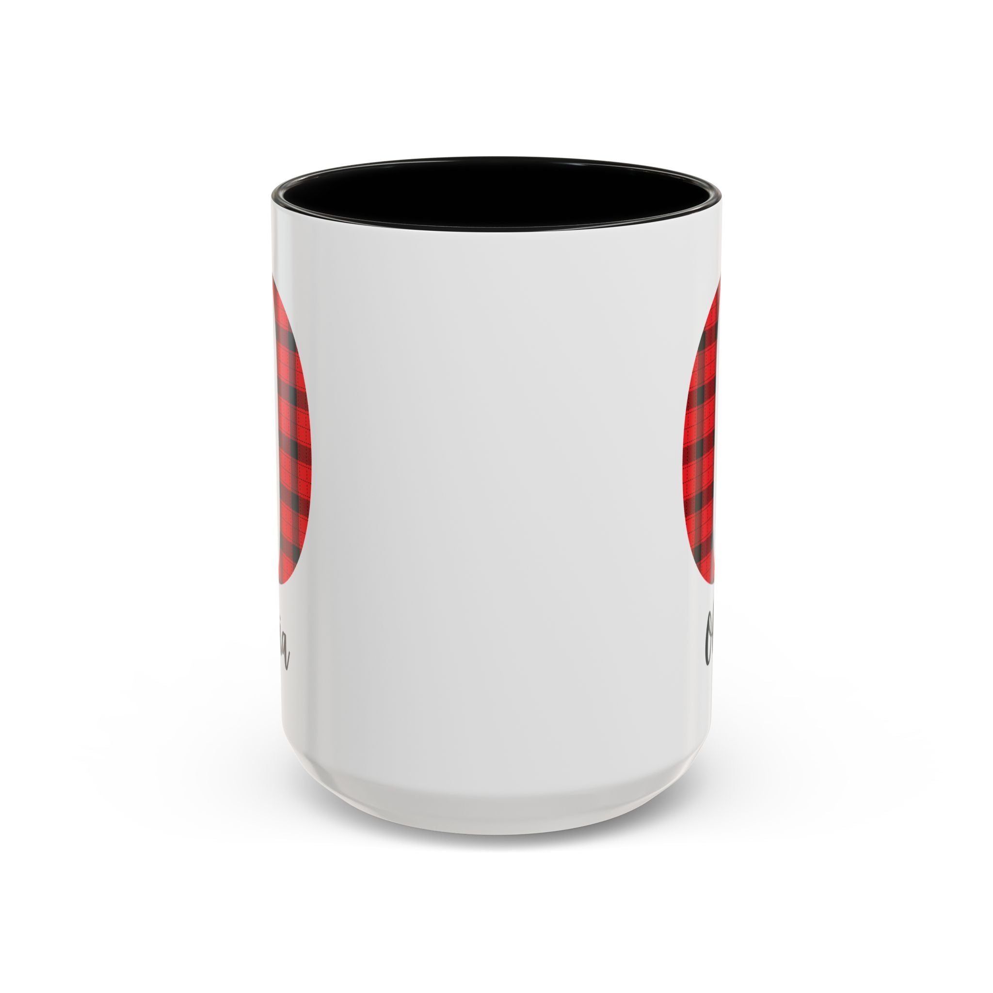 Personalized Buffalo Plaid Initial Mug – Custom Name Accent Coffee Mug (11/15oz), Cozy Winter & Christmas Gift