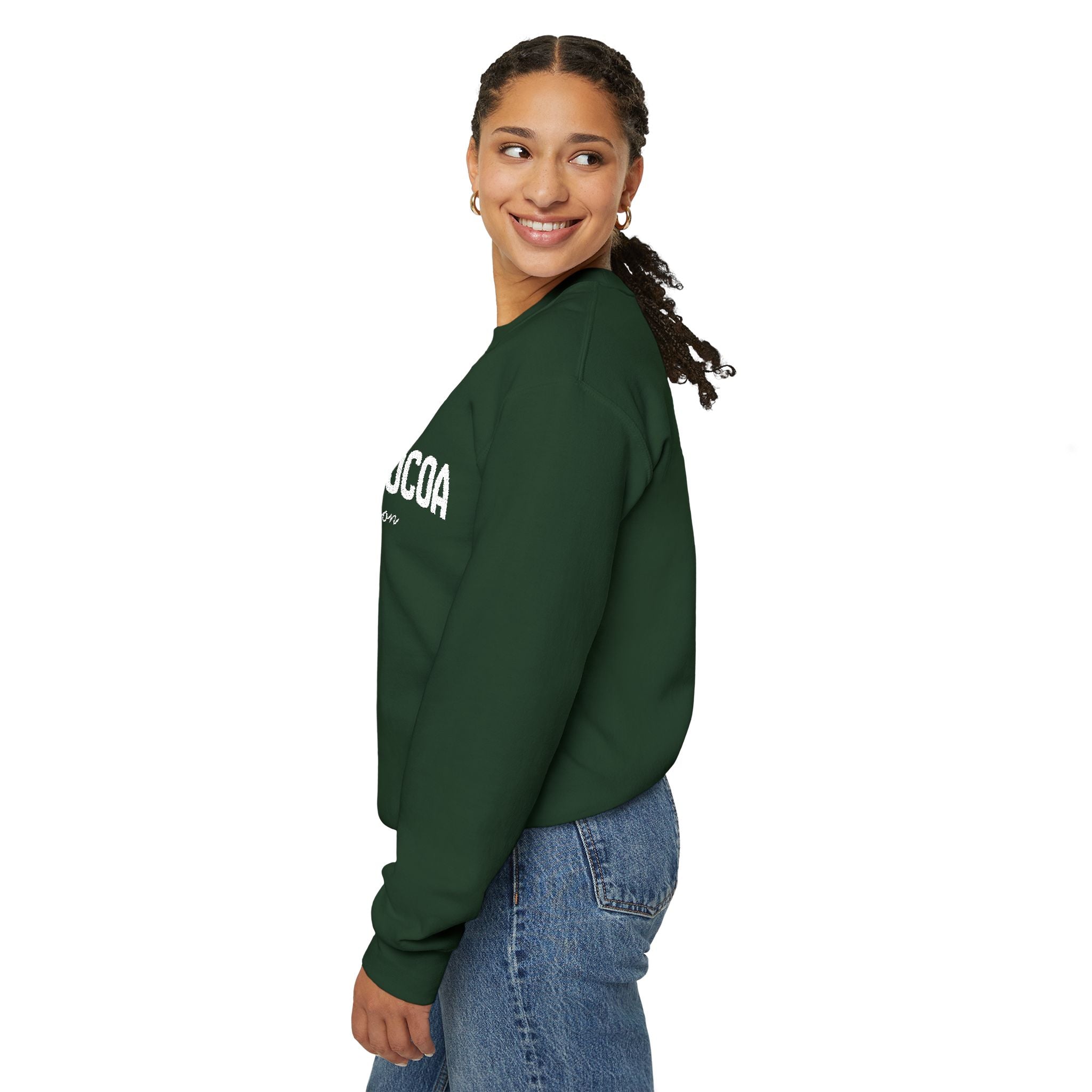 Hot Cocoa Season Embroidered Sweatshirt – Cozy Unisex Winter Crewneck for Holiday & Cold Weathe