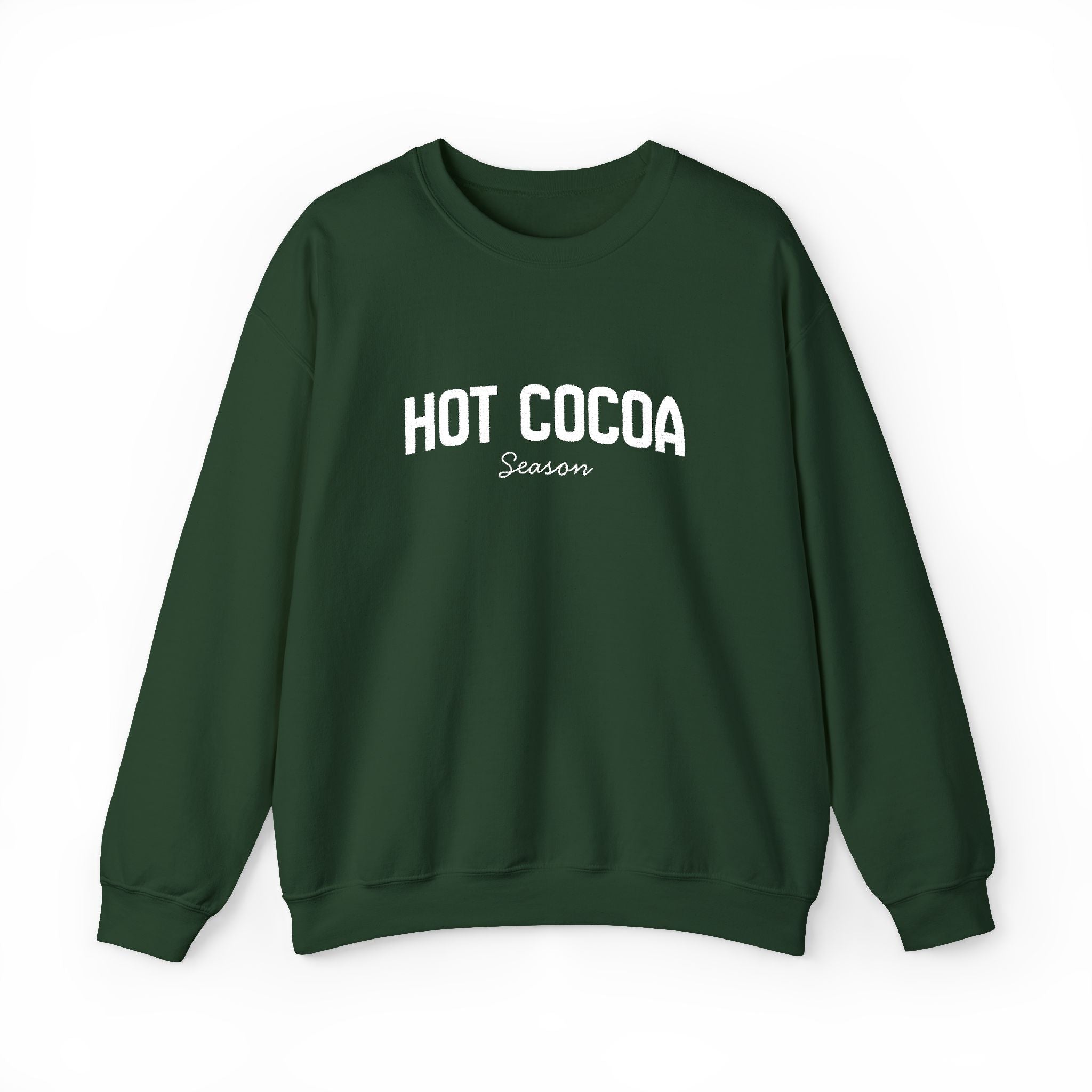 Hot Cocoa Season Embroidered Sweatshirt – Cozy Unisex Winter Crewneck for Holiday & Cold Weathe
