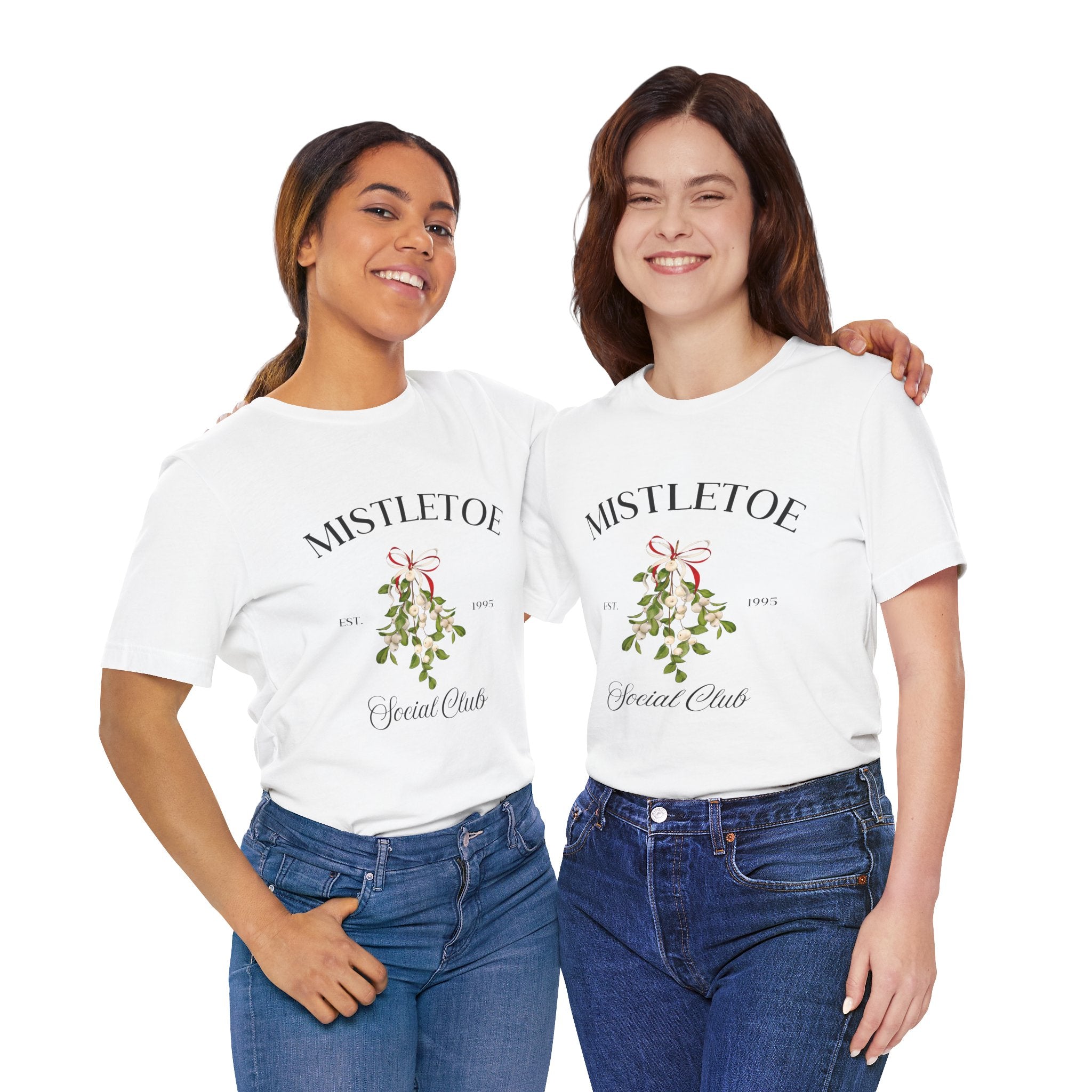 Mistletoe Social Club Christmas T-Shirt – Minimalist Holiday Graphic Tee for Women & M