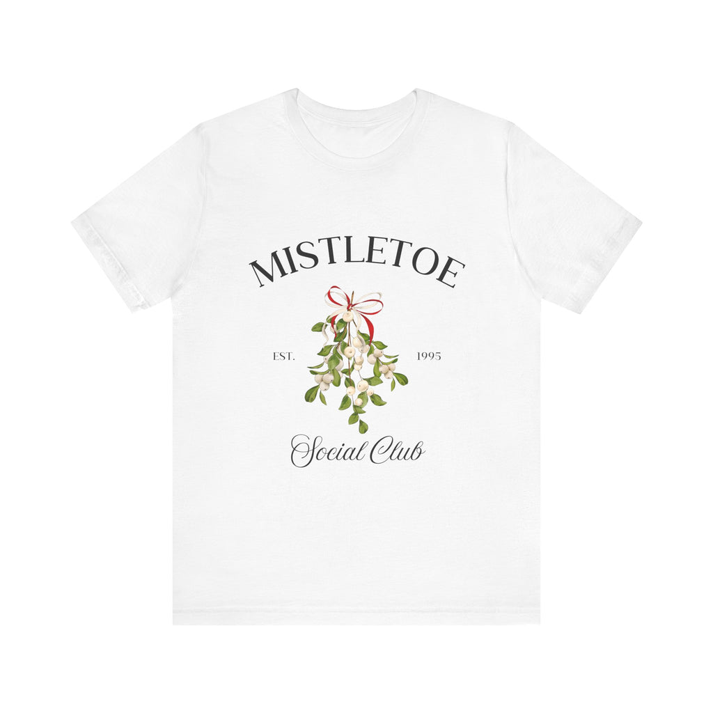 Mistletoe Social Club Christmas T-Shirt – Minimalist Holiday Graphic Tee for Women & M