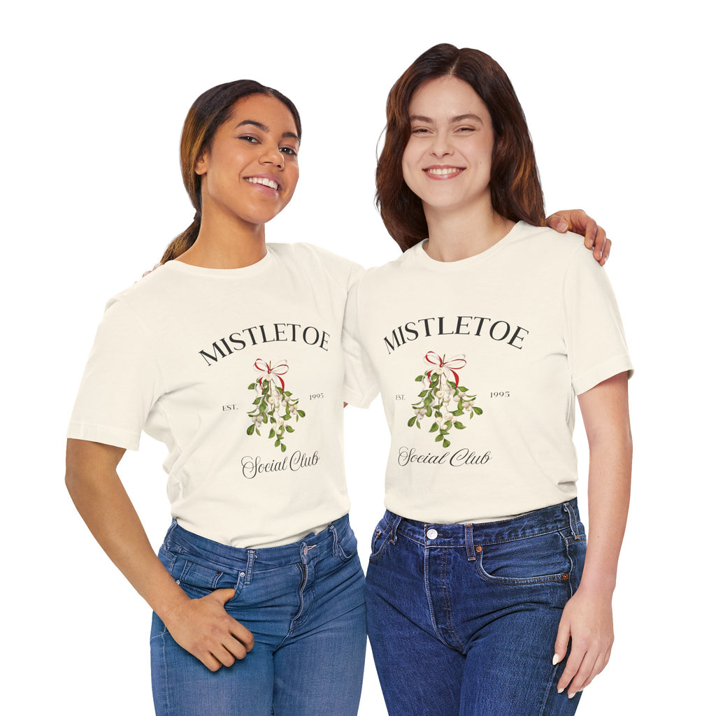Mistletoe Social Club Christmas T-Shirt – Minimalist Holiday Graphic Tee for Women & M