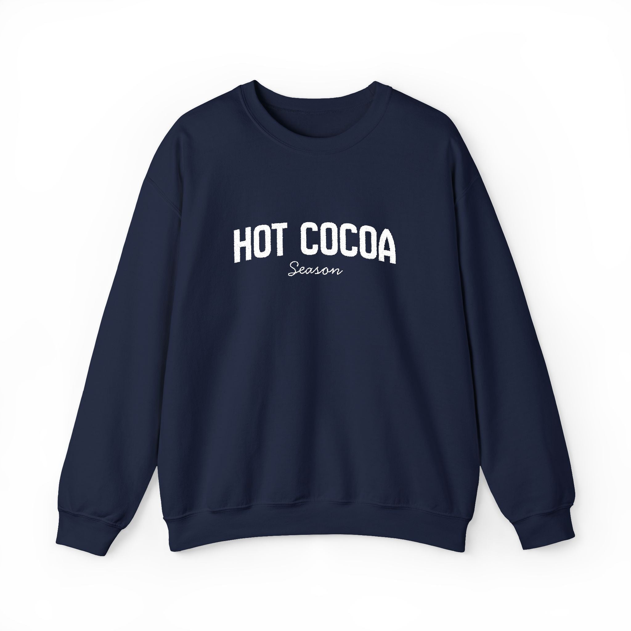 Hot Cocoa Season Embroidered Sweatshirt – Cozy Unisex Winter Crewneck for Holiday & Cold Weathe