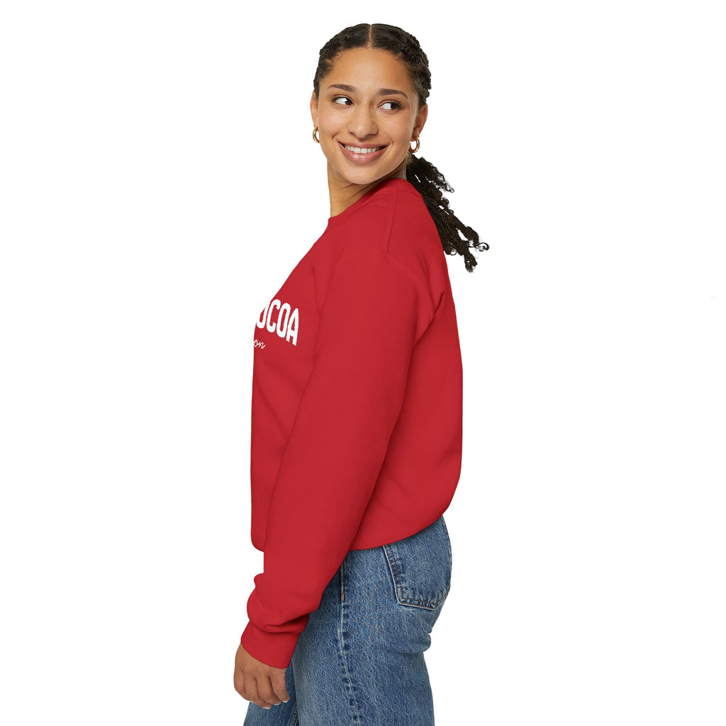Hot Cocoa Season Embroidered Sweatshirt – Cozy Unisex Winter Crewneck for Holiday & Cold Weathe