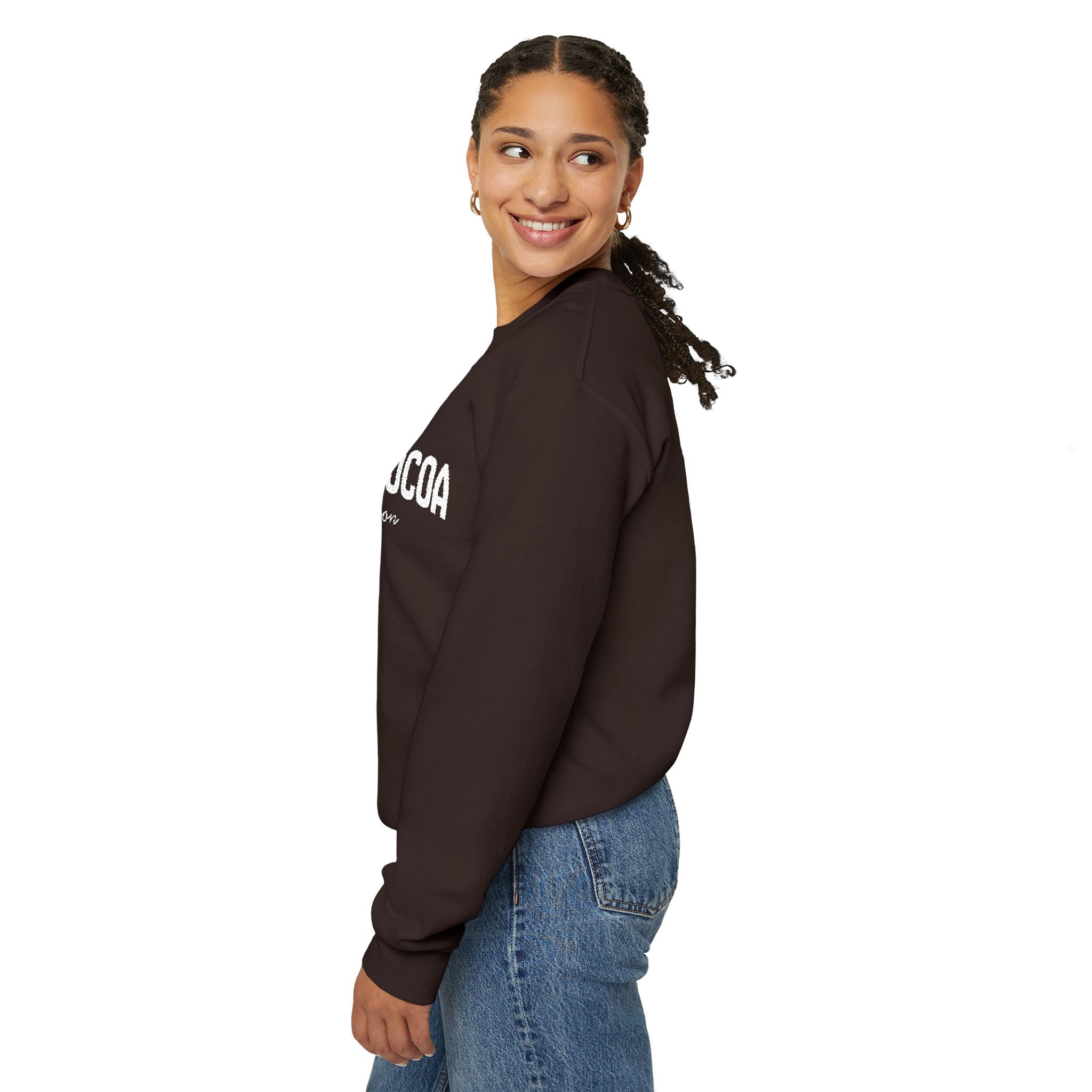 Hot Cocoa Season Embroidered Sweatshirt – Cozy Unisex Winter Crewneck for Holiday & Cold Weathe