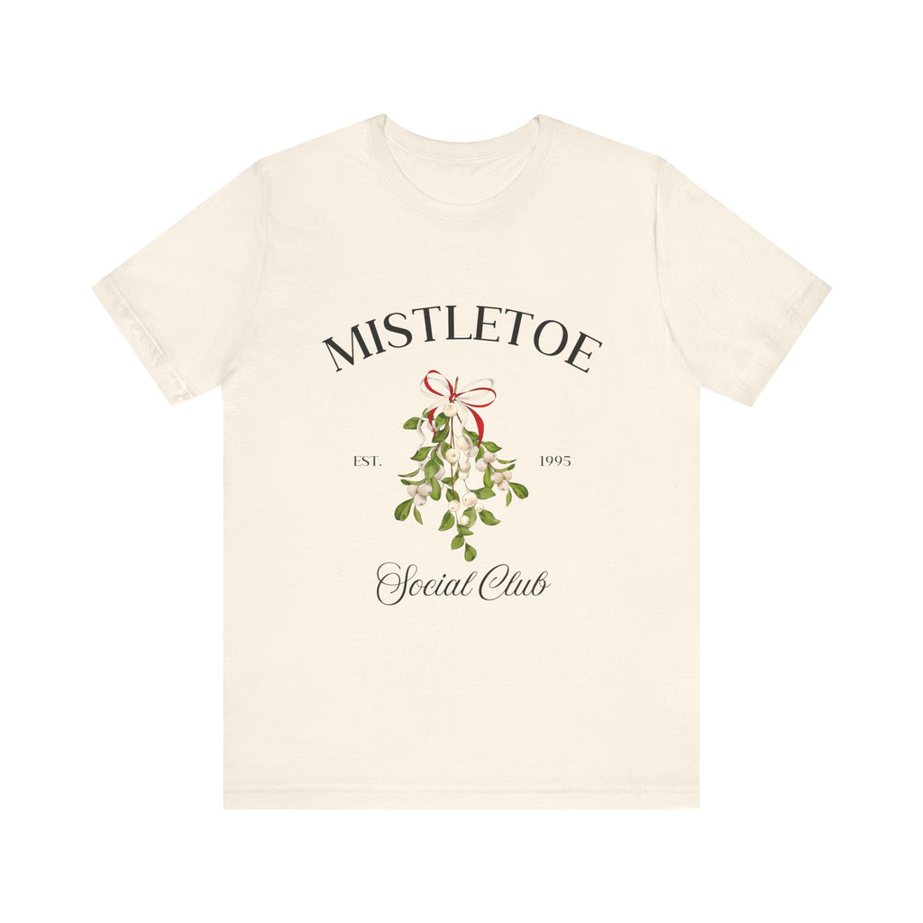 Mistletoe Social Club Christmas T-Shirt – Minimalist Holiday Graphic Tee for Women & M