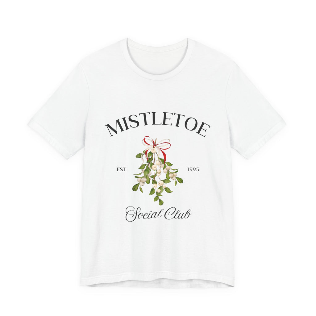Mistletoe Social Club Christmas T-Shirt – Minimalist Holiday Graphic Tee for Women & M