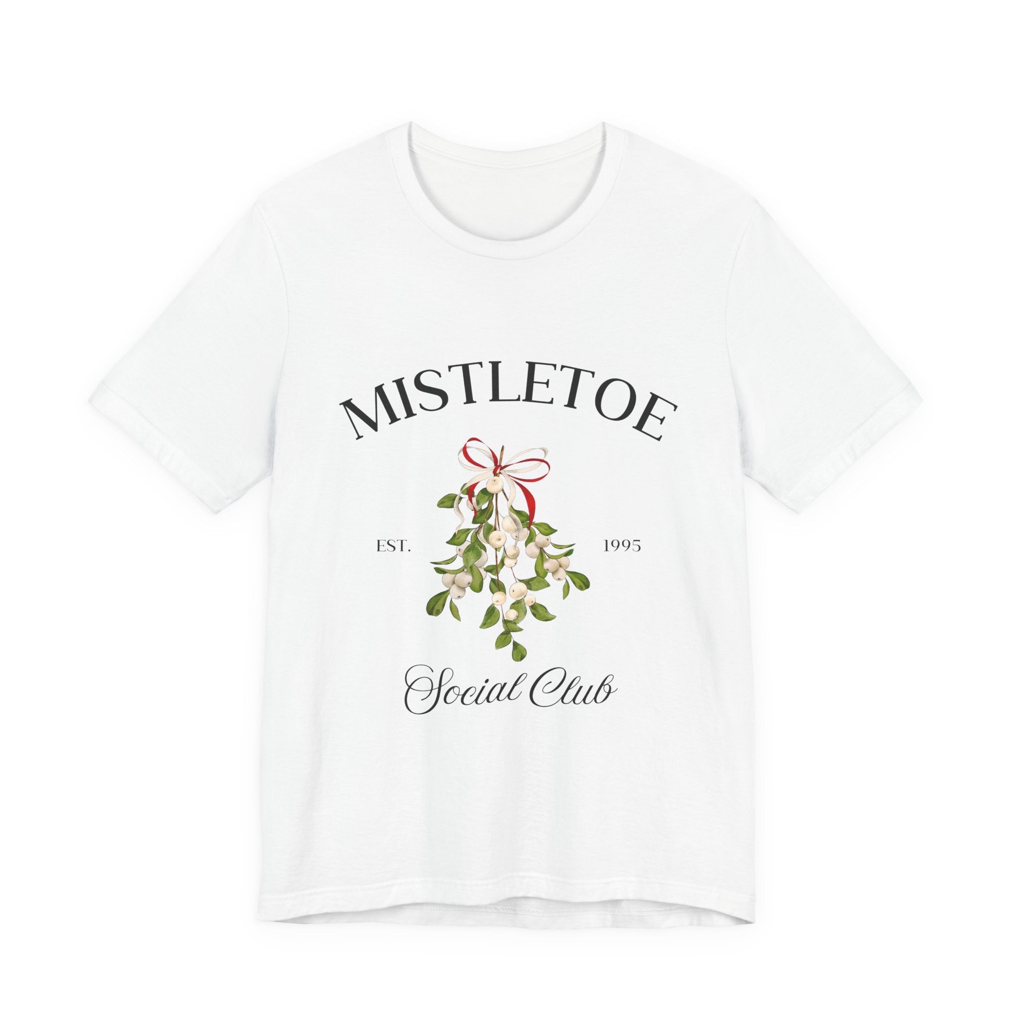 Mistletoe Social Club Christmas T-Shirt – Minimalist Holiday Graphic Tee for Women & M