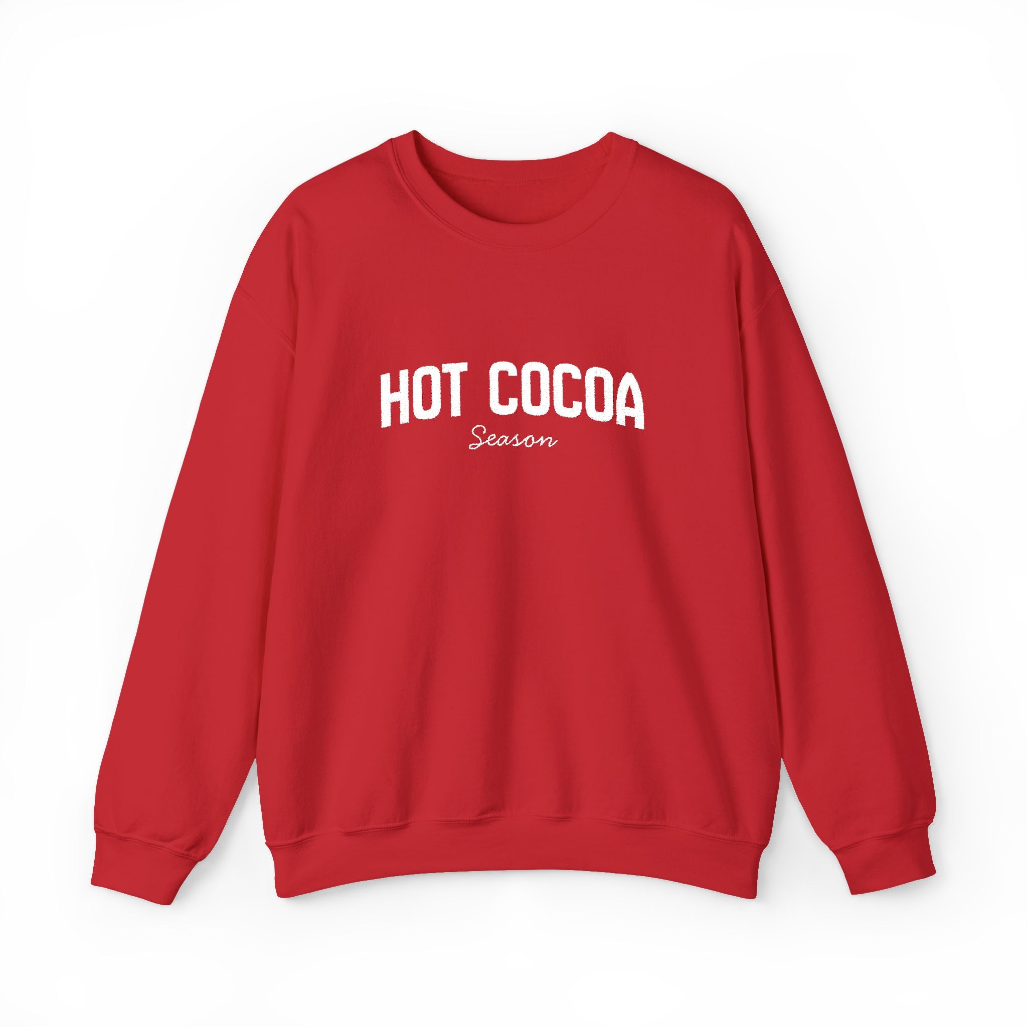 Hot Cocoa Season Embroidered Sweatshirt – Cozy Unisex Winter Crewneck for Holiday & Cold Weathe