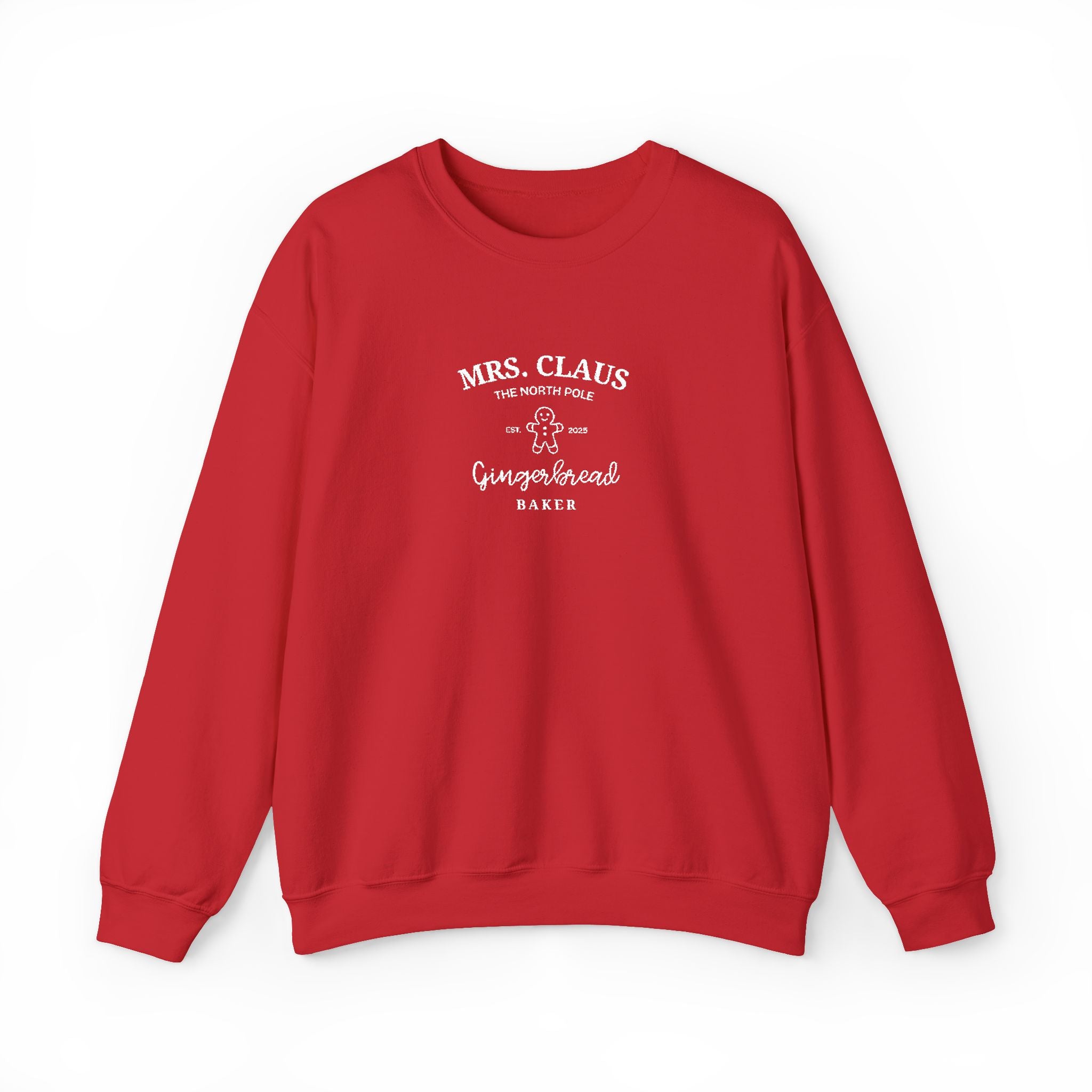 Mrs. Claus Gingerbread Baker Embroidered Christmas Sweatshirt – Cozy Unisex Holiday Crewneck Gift for Her