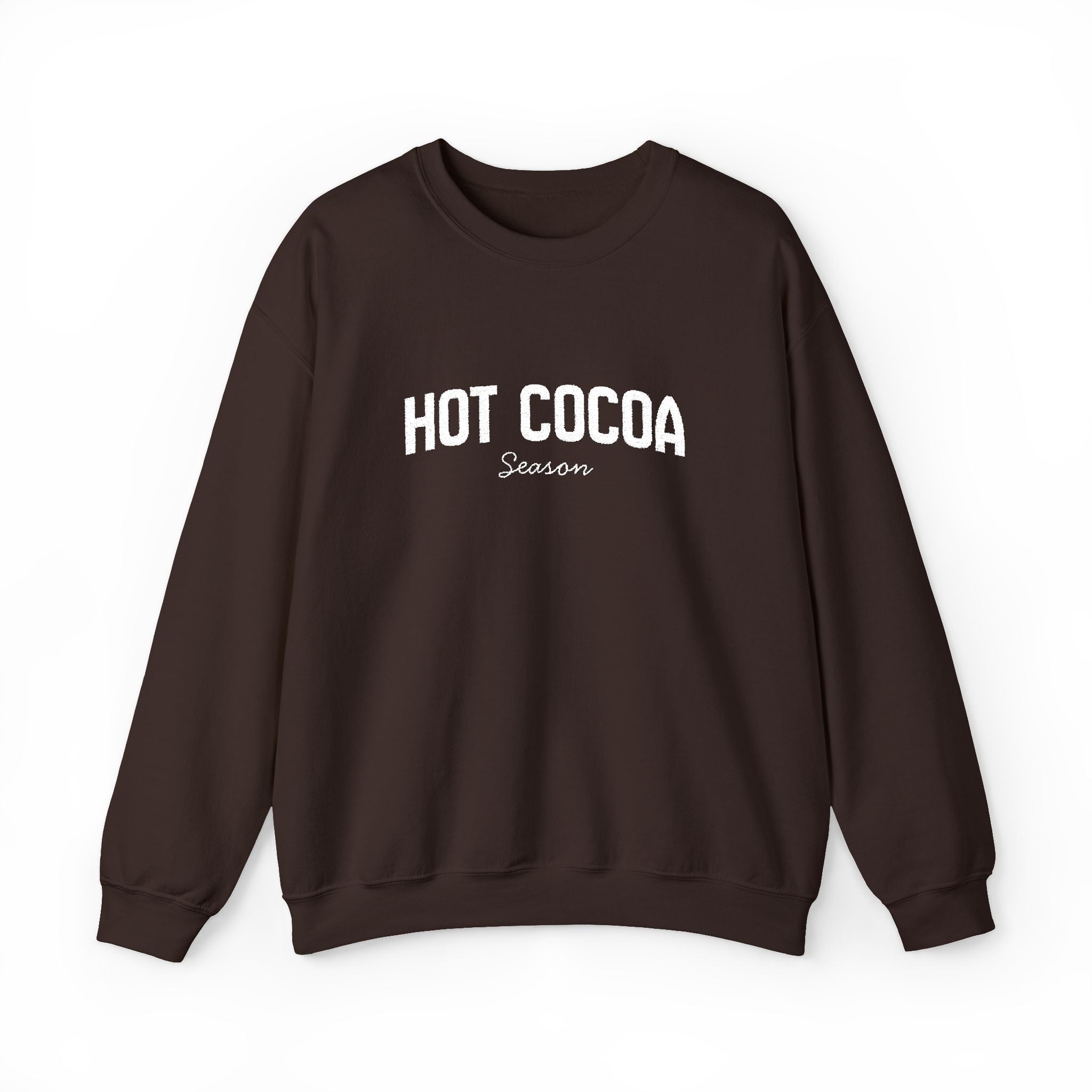Hot Cocoa Season Embroidered Sweatshirt – Cozy Unisex Winter Crewneck for Holiday & Cold Weathe