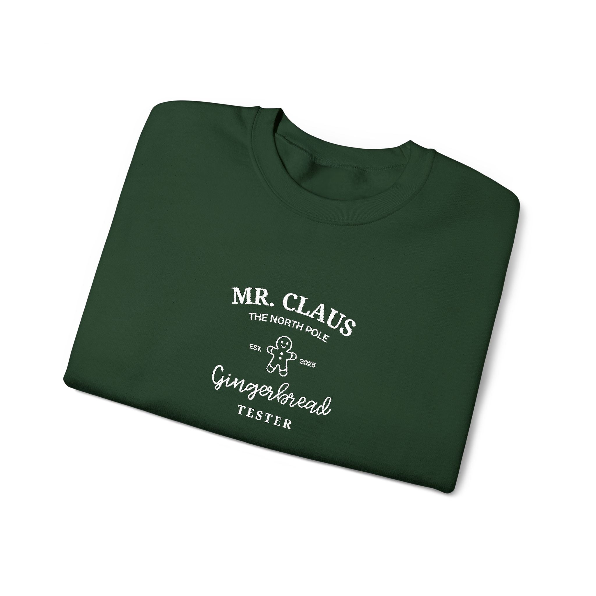 Mr. Claus Gingerbread Tester Embroidered Christmas Sweatshirt – Cozy Unisex Holiday Crewneck Gift for Him