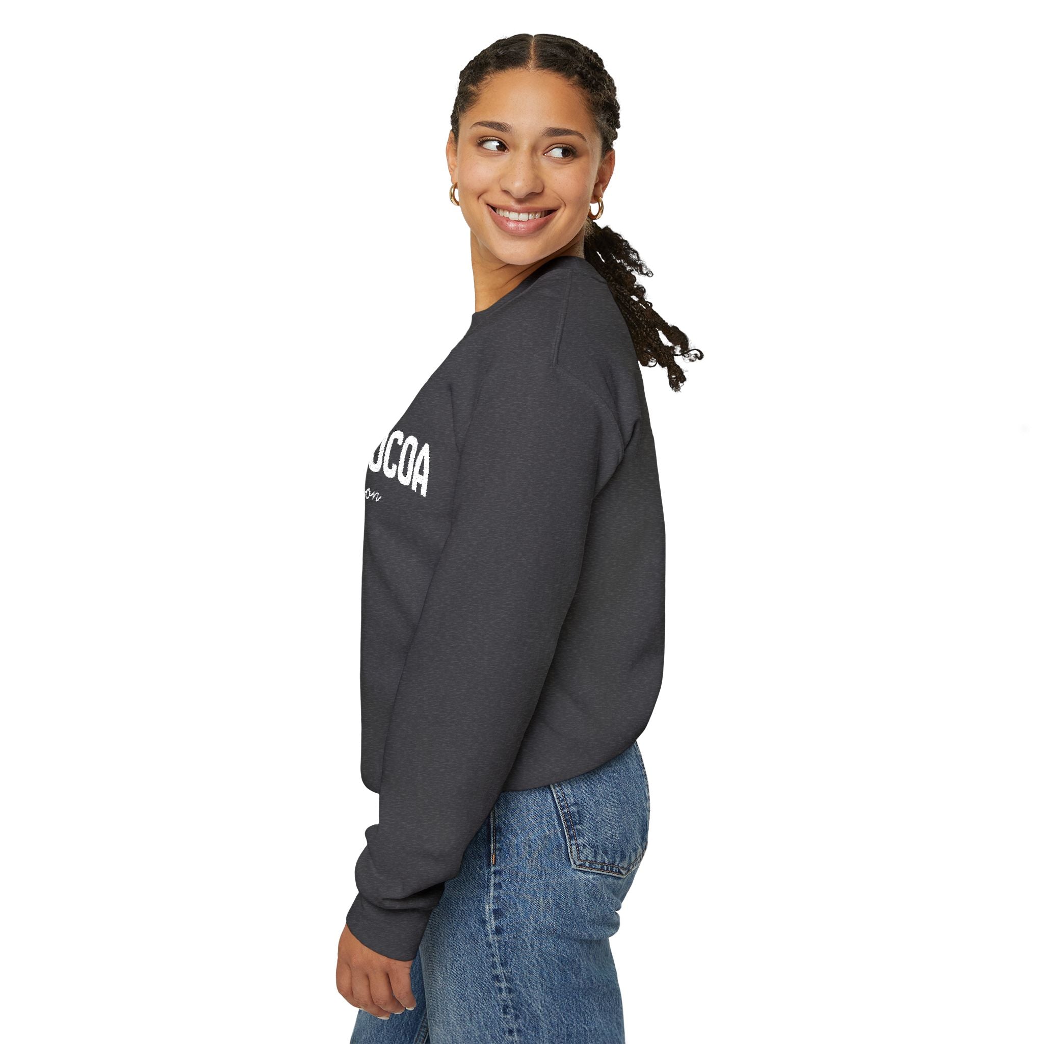 Hot Cocoa Season Embroidered Sweatshirt – Cozy Unisex Winter Crewneck for Holiday & Cold Weathe