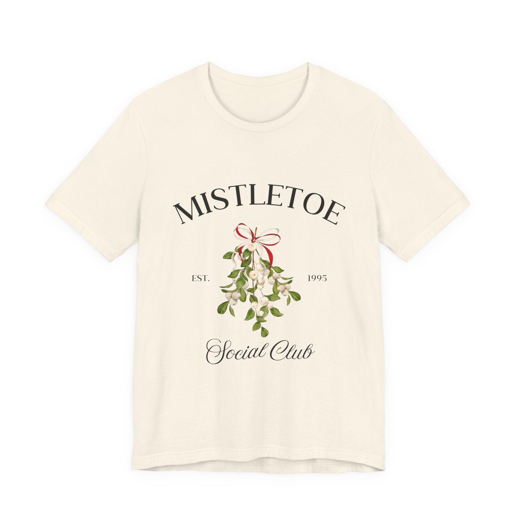 Mistletoe Social Club Christmas T-Shirt – Minimalist Holiday Graphic Tee for Women & M